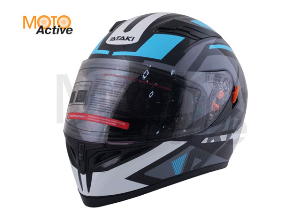 Шлем (интеграл) Ataki JK316 Route, серый/голубой глянцевый